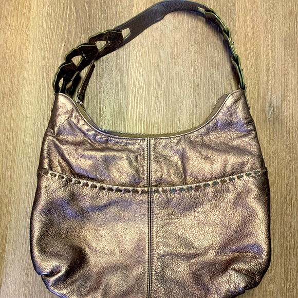 Brighton Handbags - Brighton VTG Kodiak Soft Pebbled Leather 4-pocket Purse Metallic/Bronze Hobo Bag